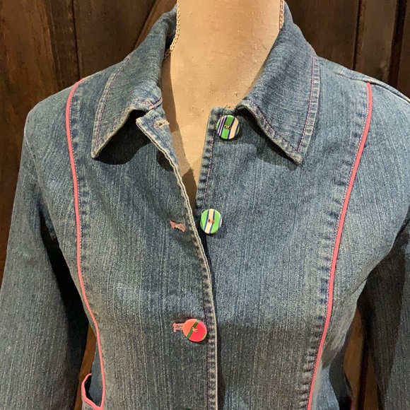 SPANNER jean jacket with pink trim and striped buttons - Picture 2 of 10